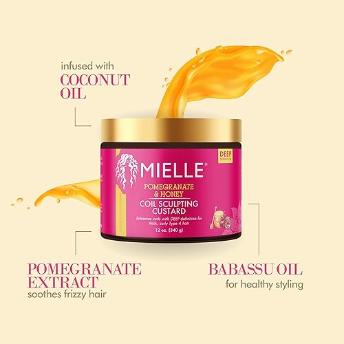 Miniatura 3 de Mielle Organics Crema esculpedora de granada y miel, crema de peinado natural más humedad, para rizos, ondas y bobinas para cabello natural o