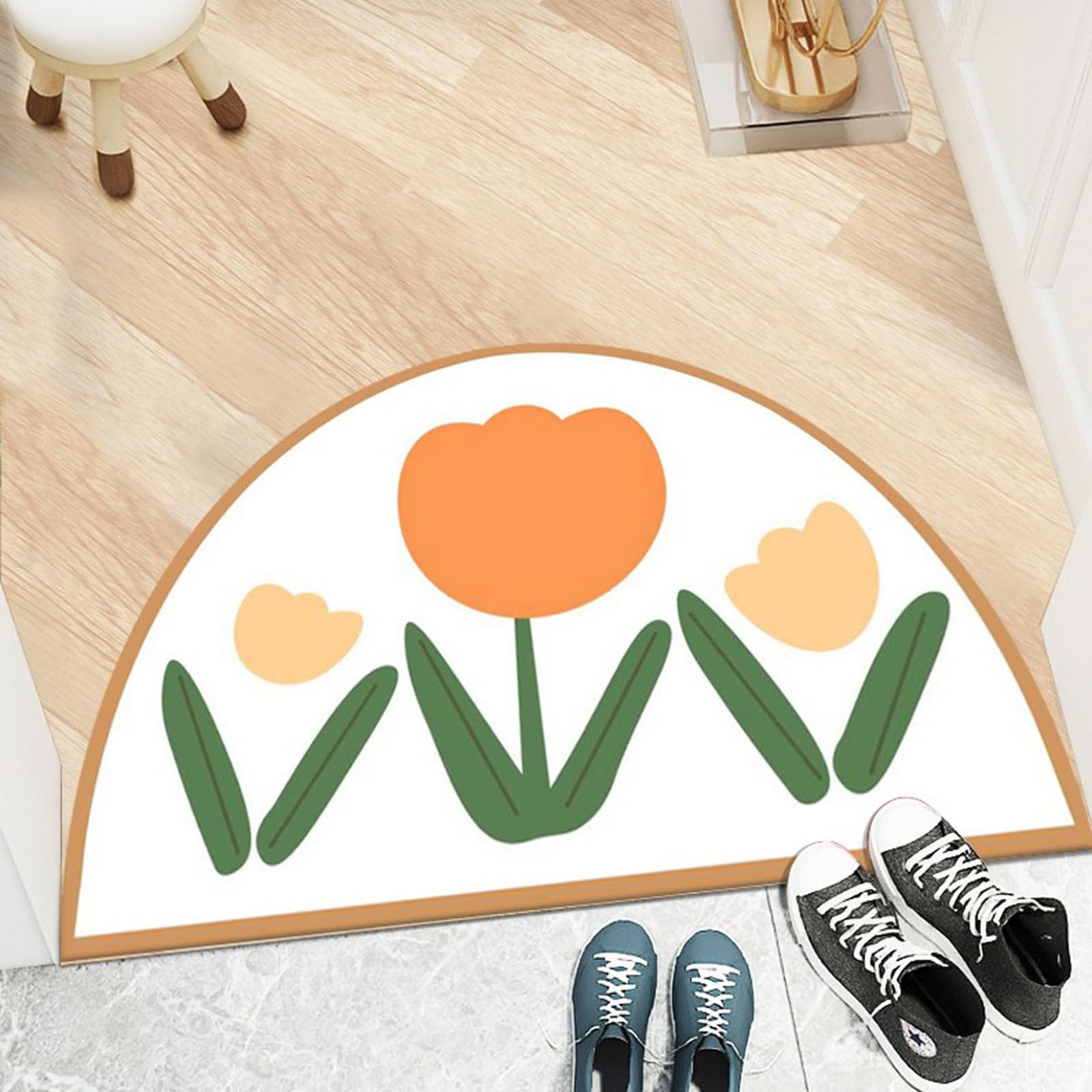Dostear Half Circle Rug Front Personalised Doormats Entrance Door Welcome Indoor Mats Round Outdoor Outside Inside Rug For Back Door brown edge 340x60cm