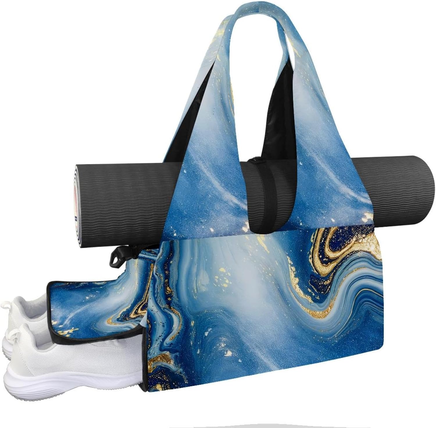 Yoga Mat Bag, Gym Workout Bag with Shoe Compartment, Highland Cow Sunflower Pilates Bag for Women, Quick Access Storage Yoga Tote Bag for Sports Travel Office