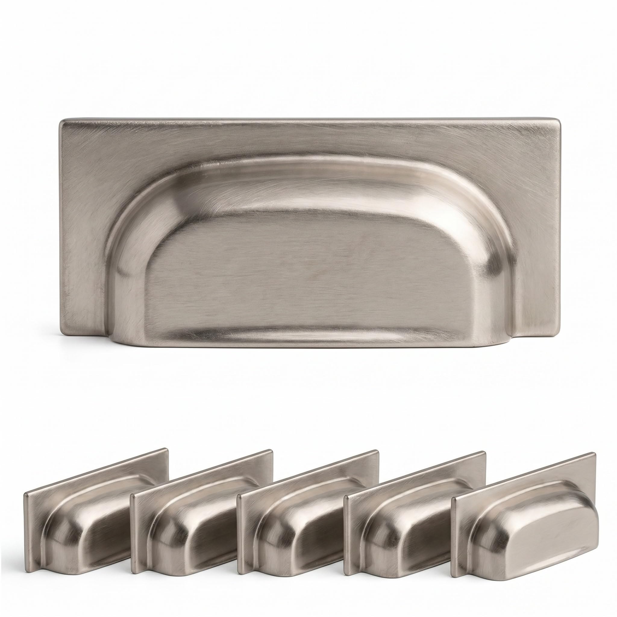 Decoranddecor Tala Square Cup Handles 64mm, Brushed Chrome, 6 Pack