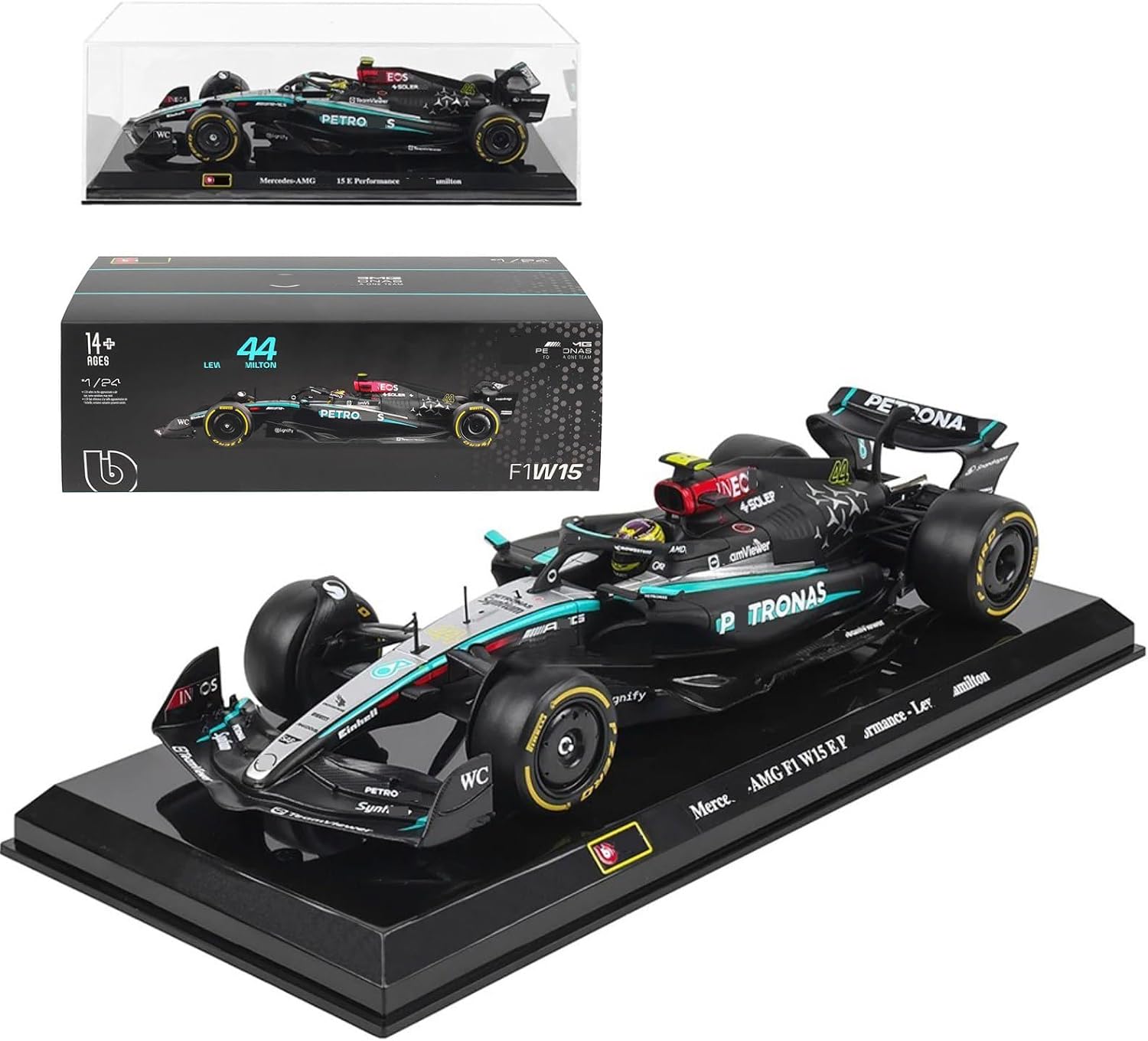 HTLNUZD 2024 New 1/24 F1 W15#44 Hamilton Alloy Racing Car Formula 1 Diecast Adult Model Vehicle Gift