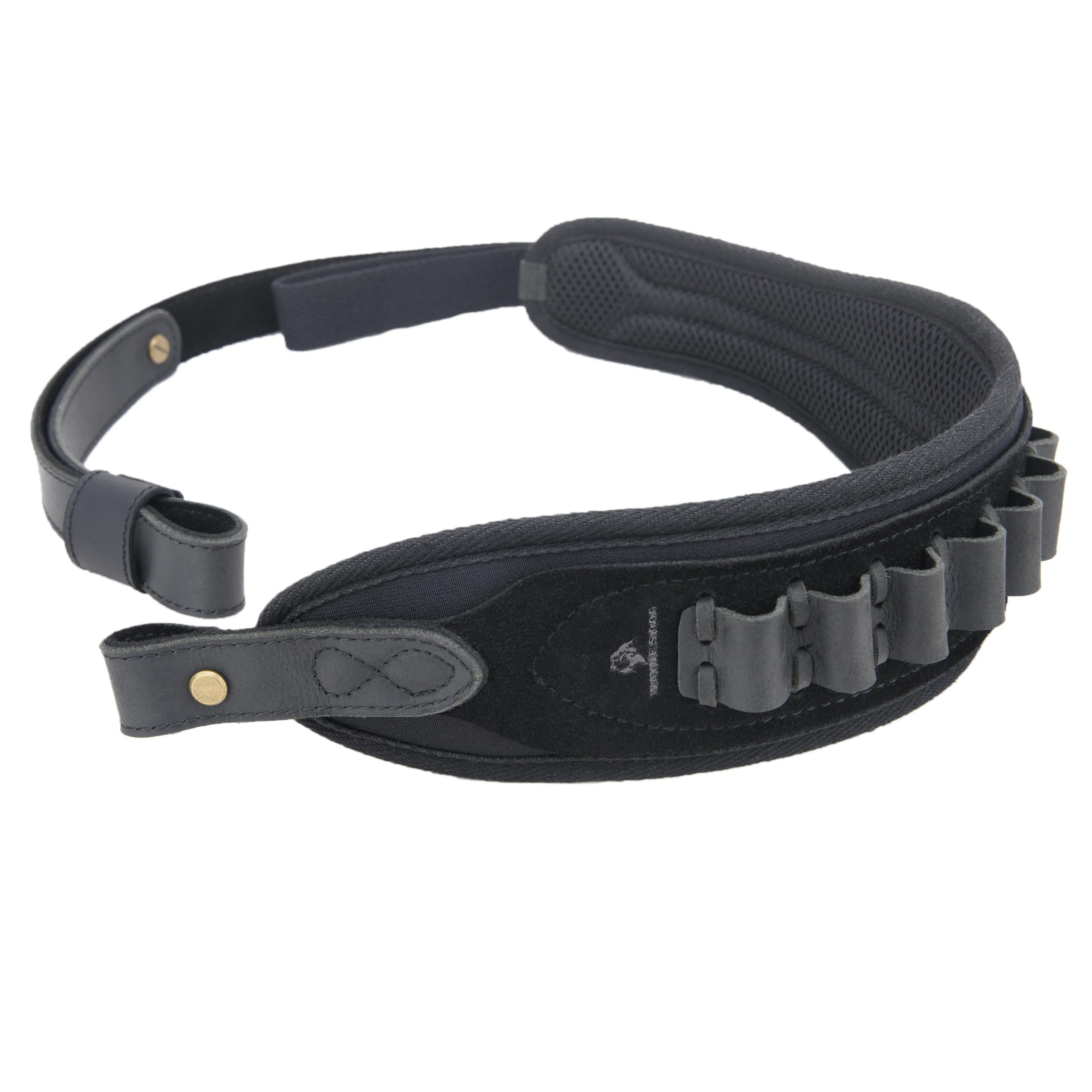 OXPANG Leather Rifle Shoulder Strap Gun Sling with Ammo Holder .308 .45-70 .30-30 .22LR (Black, Without Swivels, .308 .45-70 .30-06 .44MAG)