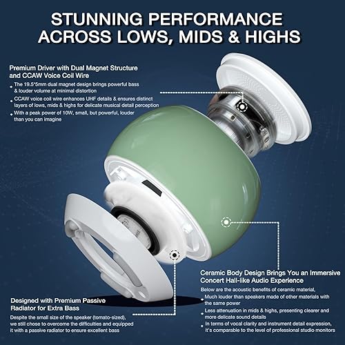 Miniatura 4 de Ceramic Craft - Altavoz Bluetooth para meditación y yoga, máquina de terapia de sonido para aliviar el estrés, ayuda para dormir y enfoque, graves