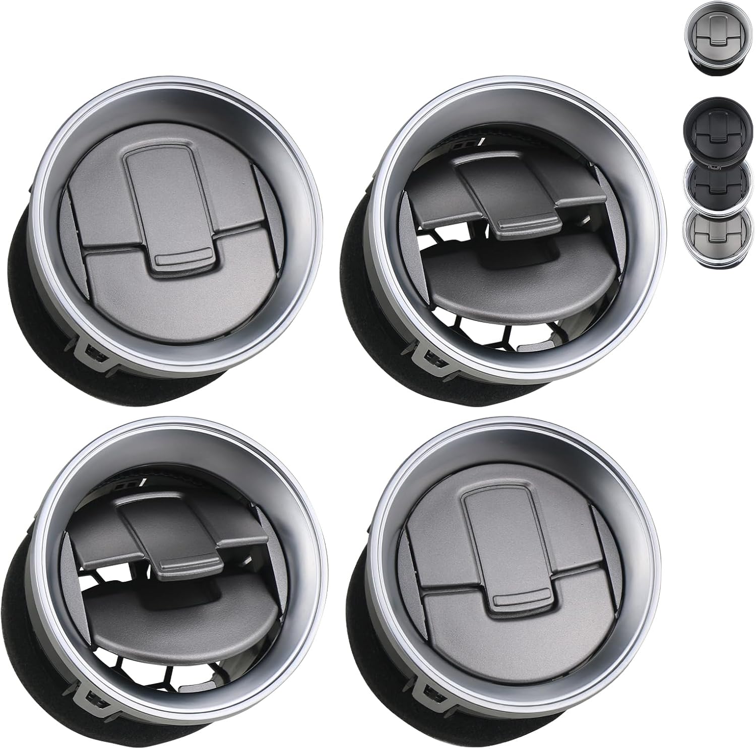 TQPONLY Dashboard AC Heater Air Duct Vent Louvre (Chrome & Black) Compatible with 2004-2008 Ford F150/2006-2008 Lincoln Mark LT Interior Accessories