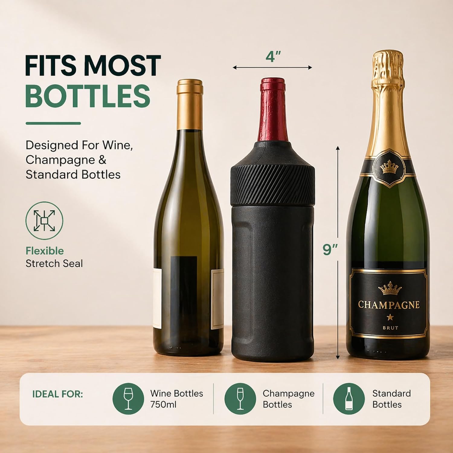 Wine Bottle Cooler Sleeve | Portable Bottle Chiller for Wine Lovers | Insulated Wine Cooler for Outdoor & Indoor Use | Wine Cooler by Vondra