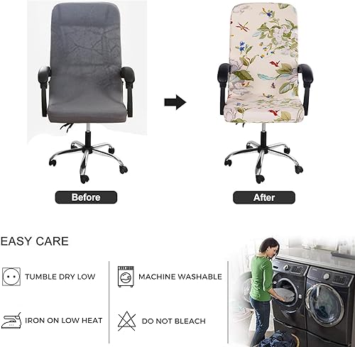 Miniatura 5 de SearchI Funda para silla de oficina con cremallera duradera, funda para silla de escritorio, lavable, elástica, funda para silla de computadora de