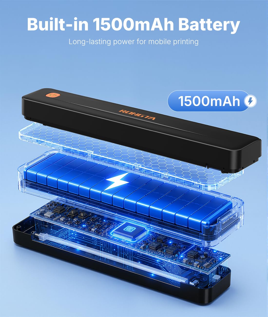 Rongta F11 Impresora térmica portátil inalámbrica para Viajes, Impresora Bluetooth sin Tinta, Compatible con tamaño A4 y Carta de EE. UU., Compatible con teléfonos Android/iOS, Tablet, Mac, Windows