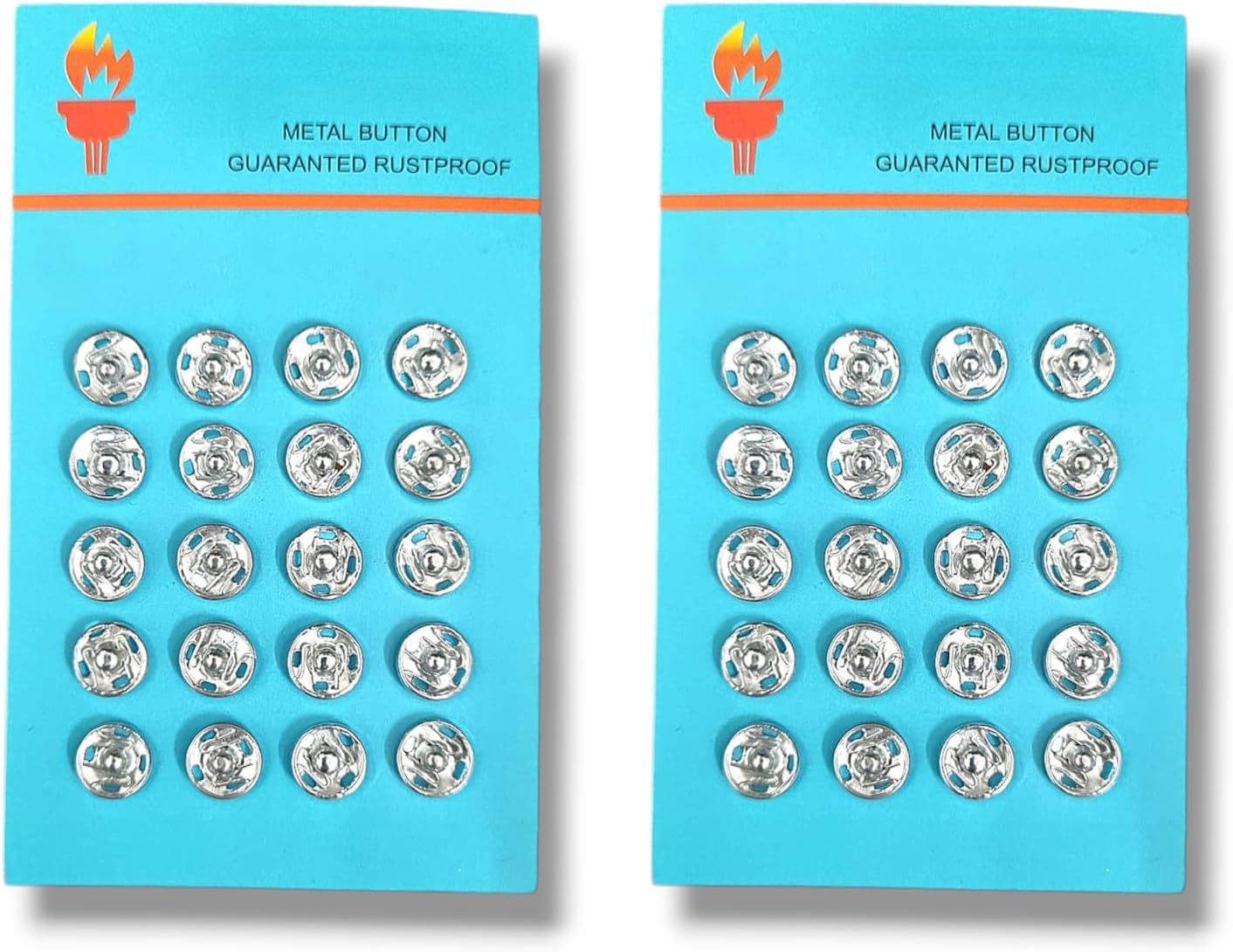 RIANZ Embroidery Material 8 MM Silver Tich Buttons (Fancy Buttons/Snap Buttons/Clip Buttons/Chit Buttons/Hook Buttons) for Clothes Craft,Dressmaking and Sewing Purpose (Silver - Pack of 40 Buttons)