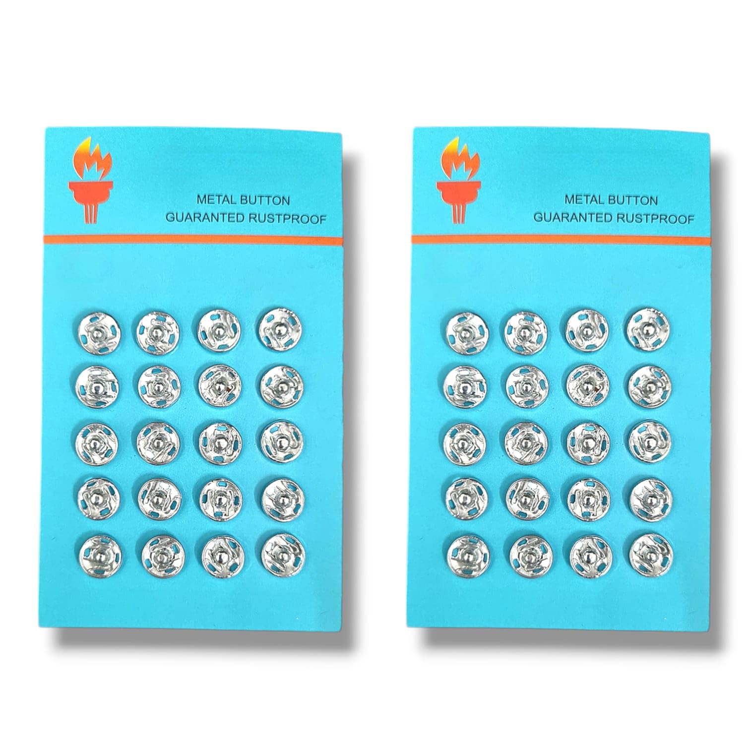 RIANZ Embroidery Material 8 MM Silver Tich Buttons (Fancy Buttons/Snap Buttons/Clip Buttons/Chit Buttons/Hook Buttons) for Clothes Craft,Dressmaking and Sewing Purpose (Silver - Pack of 40 Buttons)