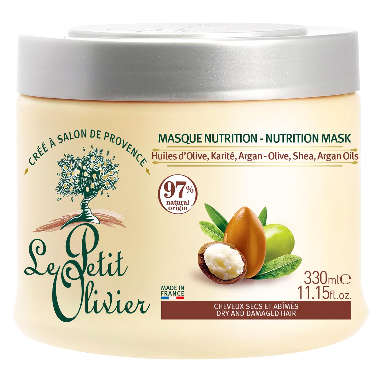 Le Petit Olivier Nutrition Hair Mask With Olive, Shea & Argan Oils For Dry & Damaged Hair, 330 ml