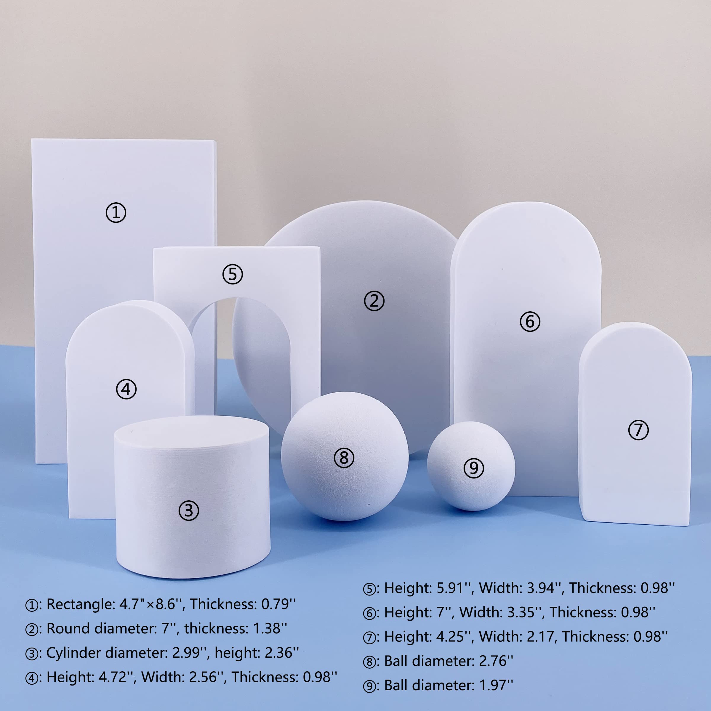 Lot de 9 cubes en mousse pour photographie de nourriture, bijoux, cosmétiques et accessoires (blanc)