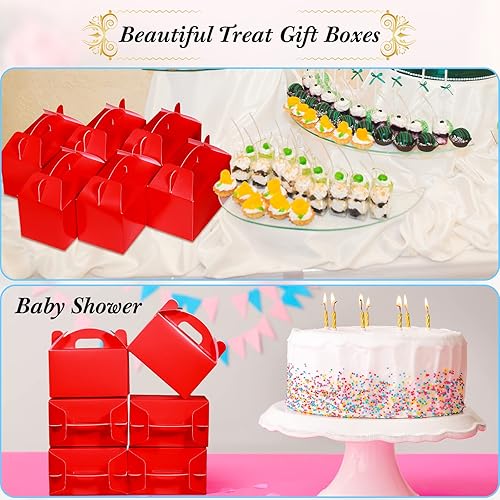 Miniatura 7 de 36 cajas de regalo de fiesta, cajas de regalo de papel a dos aguas con asas para cumpleaños, boda, ducha, suministros de fiesta de Navidad, 6 x 3.5