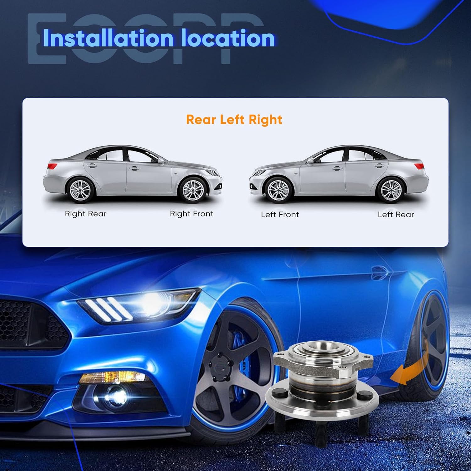 ECCPP Wheel Hub and Bearing Assembly Rear 512369 fit 2009-2014 For Dodge Charger, 2009-2014 300, 2008-2014 For Dodge Challenger Replacement For 5 Lugs Wheel Bearing Hubs 1 pcs