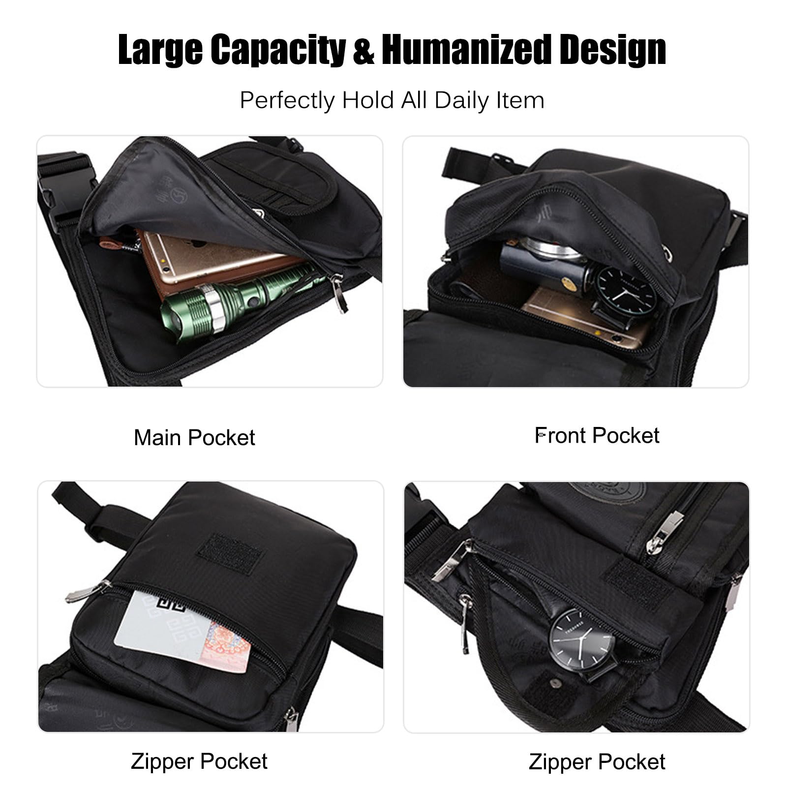 FANDARE Thigh Drop Leg Pouch Bag - Military Tactical Waist Pack Sling Bag for Hiking Cycling Travel Outdoor Blue - Image 4
