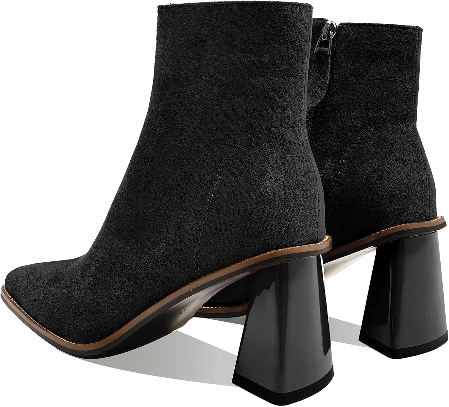 Womens Ankle Boots Chunky Mid Heel Booties Retro Square Pointed Toe Side Zipper Short Boots Heeled Shoes for Women Fall Winter - Image 7