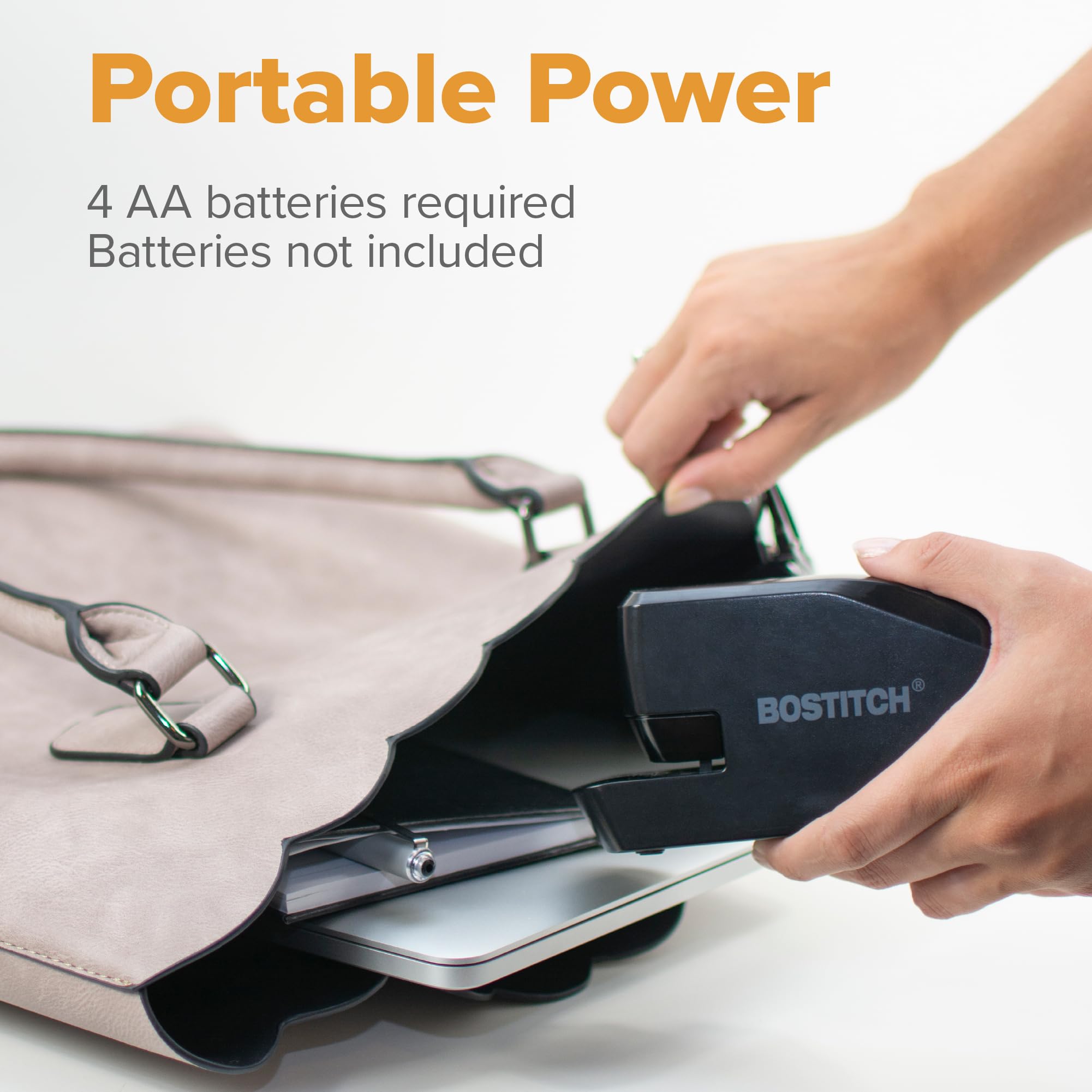 Bostitch Agrafeuse électrique portable de bureau, 20 feuilles, alimentation AC ou batterie, noir (MDS20-BLK)