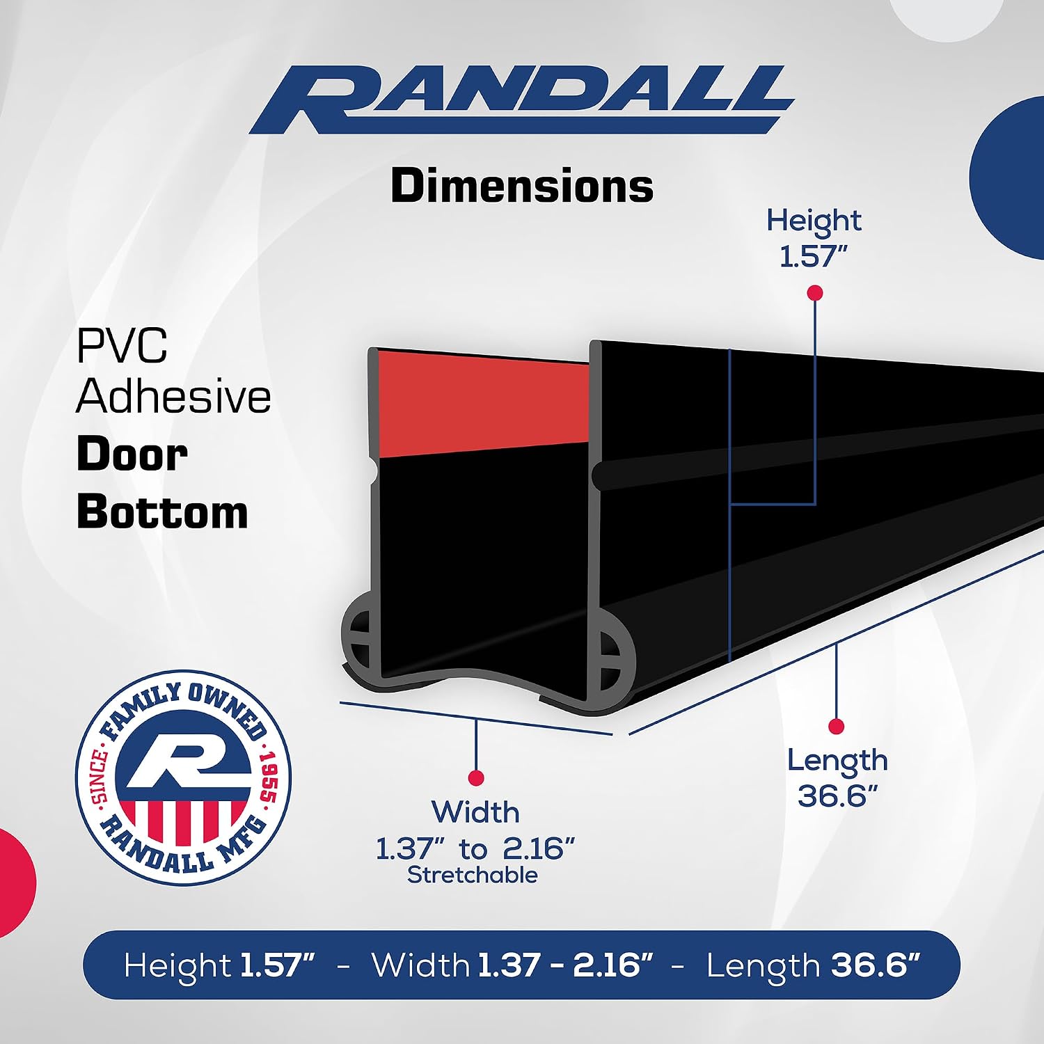 Flexible Adhesive PVC Door Bottom – 36” Long | Fits Standard 1 3/4” Doors | Black Self Stick Under Door Draft Stopper | Weather Stripping Seal for Noise, Dust, Air & Bug Protection