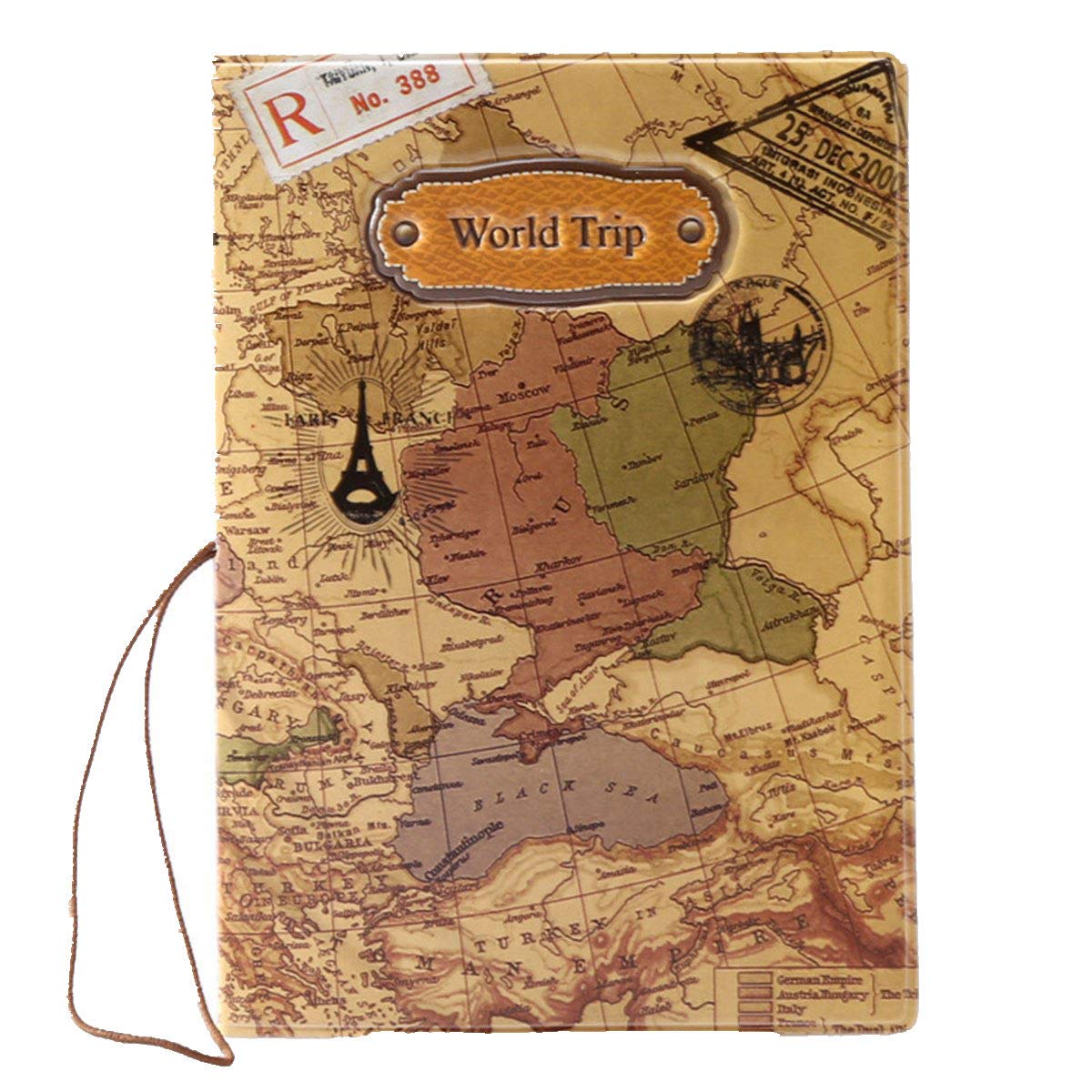 SYMALLPassport Cover Case Passenger Cover Case Travel Certificates Documents Case ID Card Holder Photo Slot Cover World Map Style, Brown