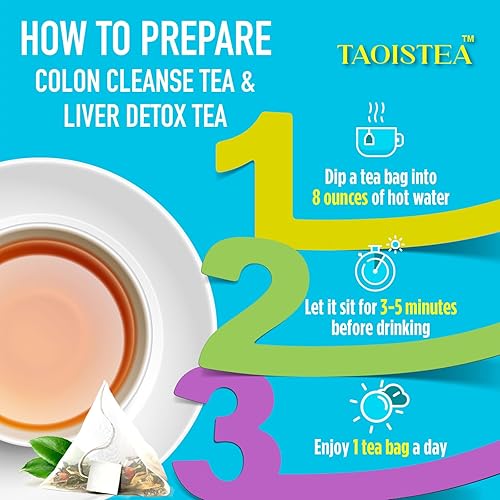 Miniatura 4 de TAOISTEA Juego de té de desintoxicación de colon e hígado, 2 mezclas de hierbas, suministro de 14 días cada una  Limpieza de doble acción para la