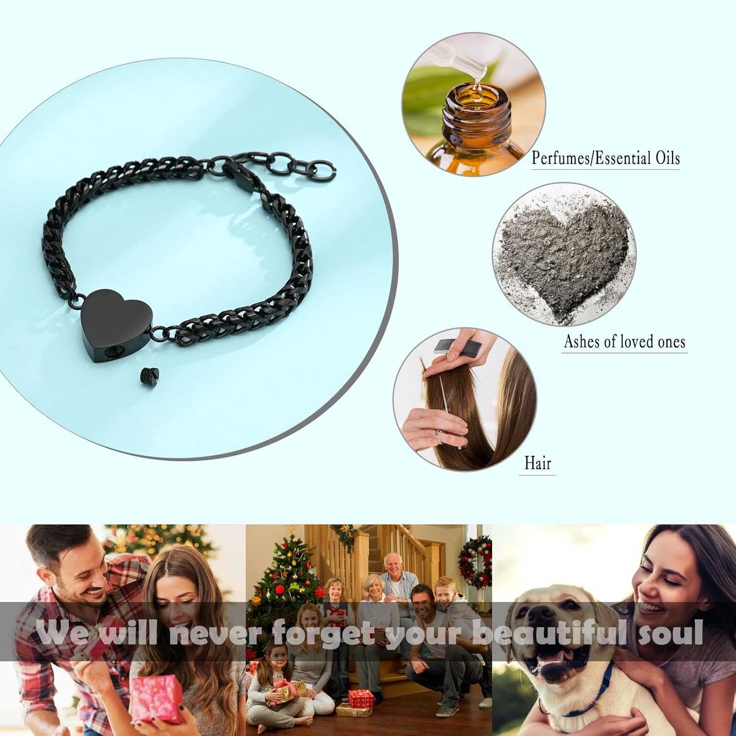 Hearbeingt Heart Urn Bracelet for Ashes Cremation Jewelry for Women Girls Stainless Steel Adjustable Memorial Bangle Ash Holder for Human Pets Keepsake Jewelry for Loved Ones with Fill Tool - Image 5