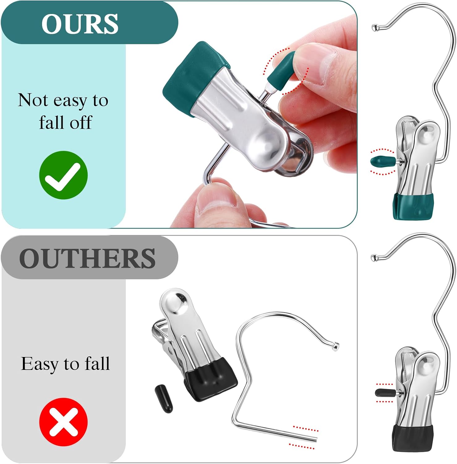 Yinder 150 Pcs Boot Hanger Clips Laundry Hooks Stainless Steel,Dark Green image 3