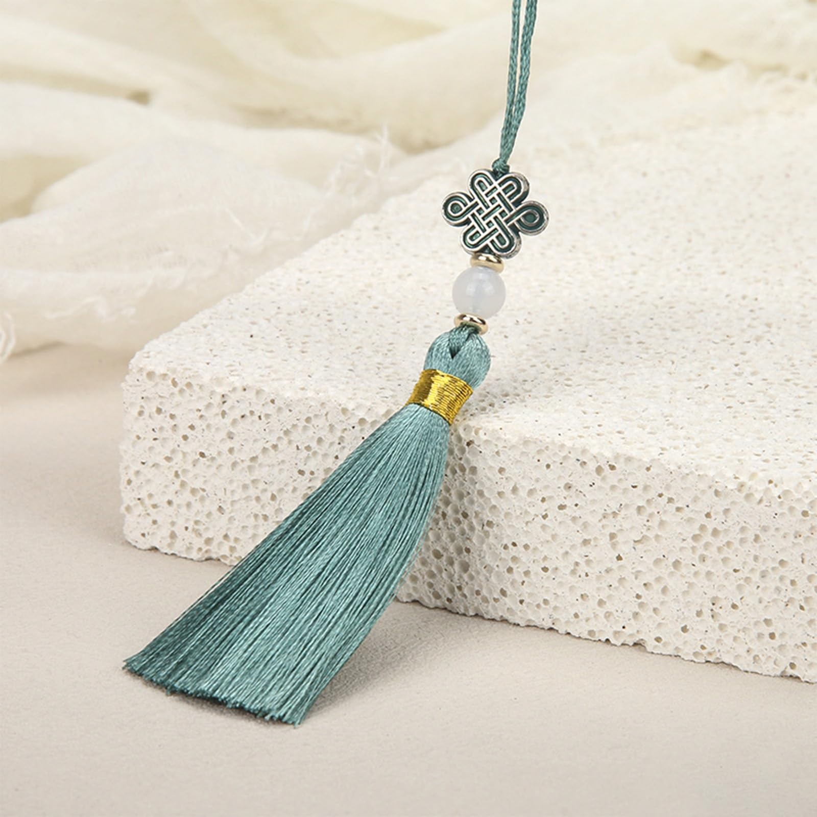 Mini Tassels Silky Tassels with Beads Chinese Knot Small Pom Poms Decoration for DIY Projects Bookmark Keyring(J,30PCS)