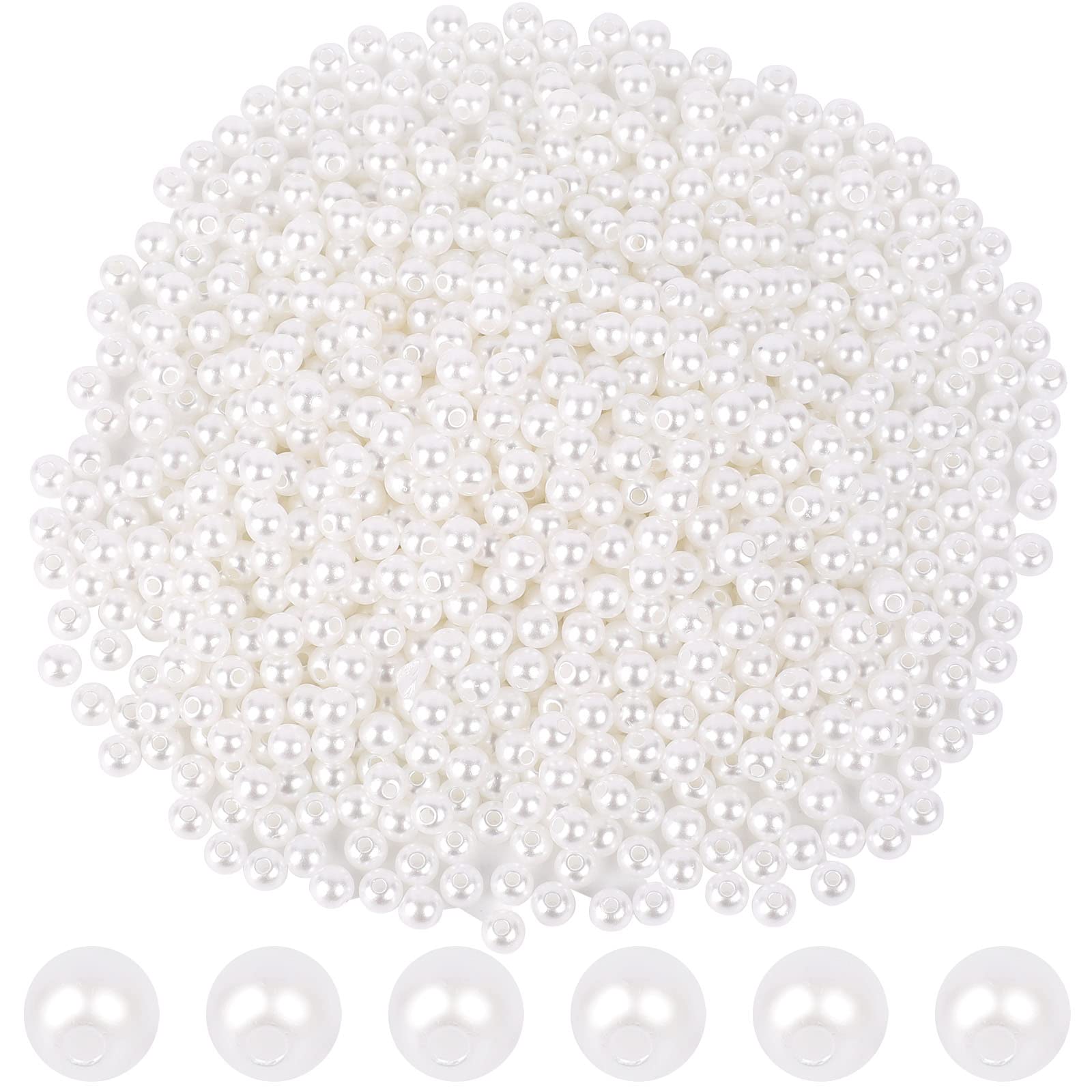 NOUVEAU! Perles Blanches De 8 Mm Pour La Fabrication De Bijoux Perles En Vrac Avec Trous Pour Colliers Bracelets Boucles D'oreilles Env. 1000 Perles - France