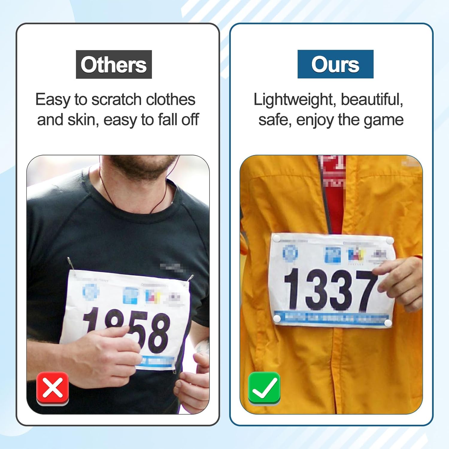 10 Pairs Running Bib Magnets, Magnetic Race Bib Clips Marathon Bib Clips Running Bib Buckles Bib Fasteners for Runners Running Accessories for Triathlon Run Cycling