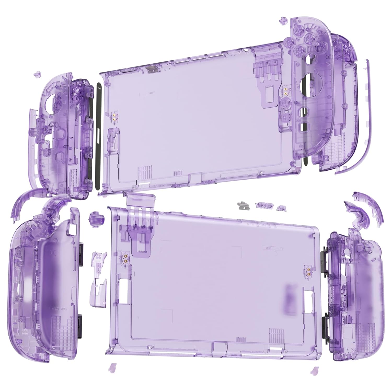 eXtremeRate DIY Replacement Shell Buttons (D-Pad Ver) for Nintendo Switch 2, Full Set Rear Back Plate Controller Housing Buttons for Switch 2 Console & Joycon 2 - Deluxe Version - Clear Atomic Purple 5 71C3ZSSi1SL. SL1500