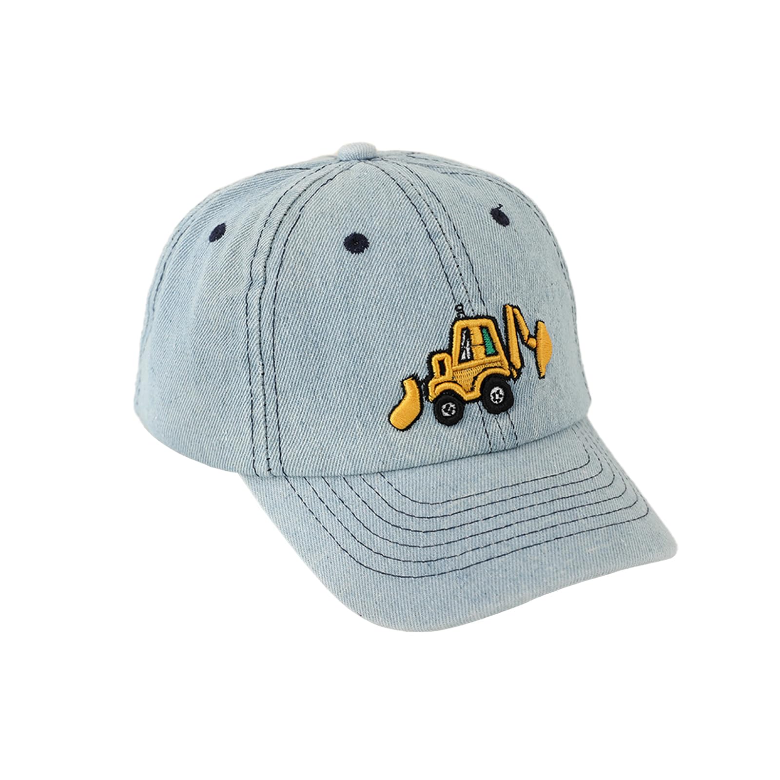 QKURT Gorra de Béisbol para Niños, Gorra de Playa de Verano con Protección Solar, Gorra Deportiva de Pescador Estilo Camionero con Estampado de Excavadora para Niños de 3 a 8 Años