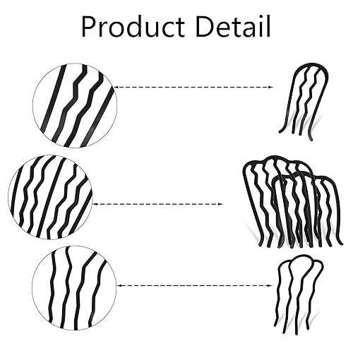 Miniatura 5 de Chanaco 12 peines laterales de metal para el cabello, horquillas francesas, accesorios para el cabello para mujeres, tenedor en forma de U, palos de