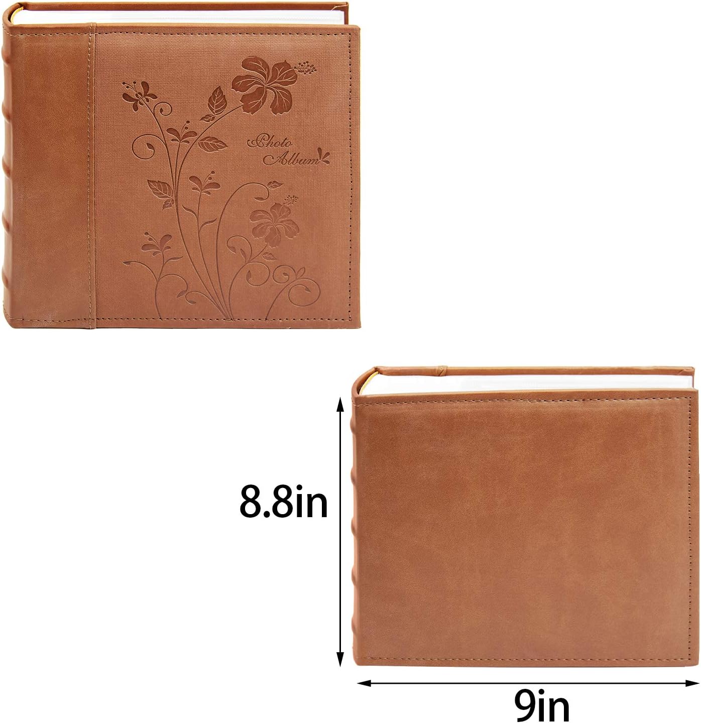 Golden State Art Photo Album holds 4x6 200 Horizontal Pictures with Memo Space, Leather Vintage Cover for Wedding Family Christmas(Brown) - Image 3