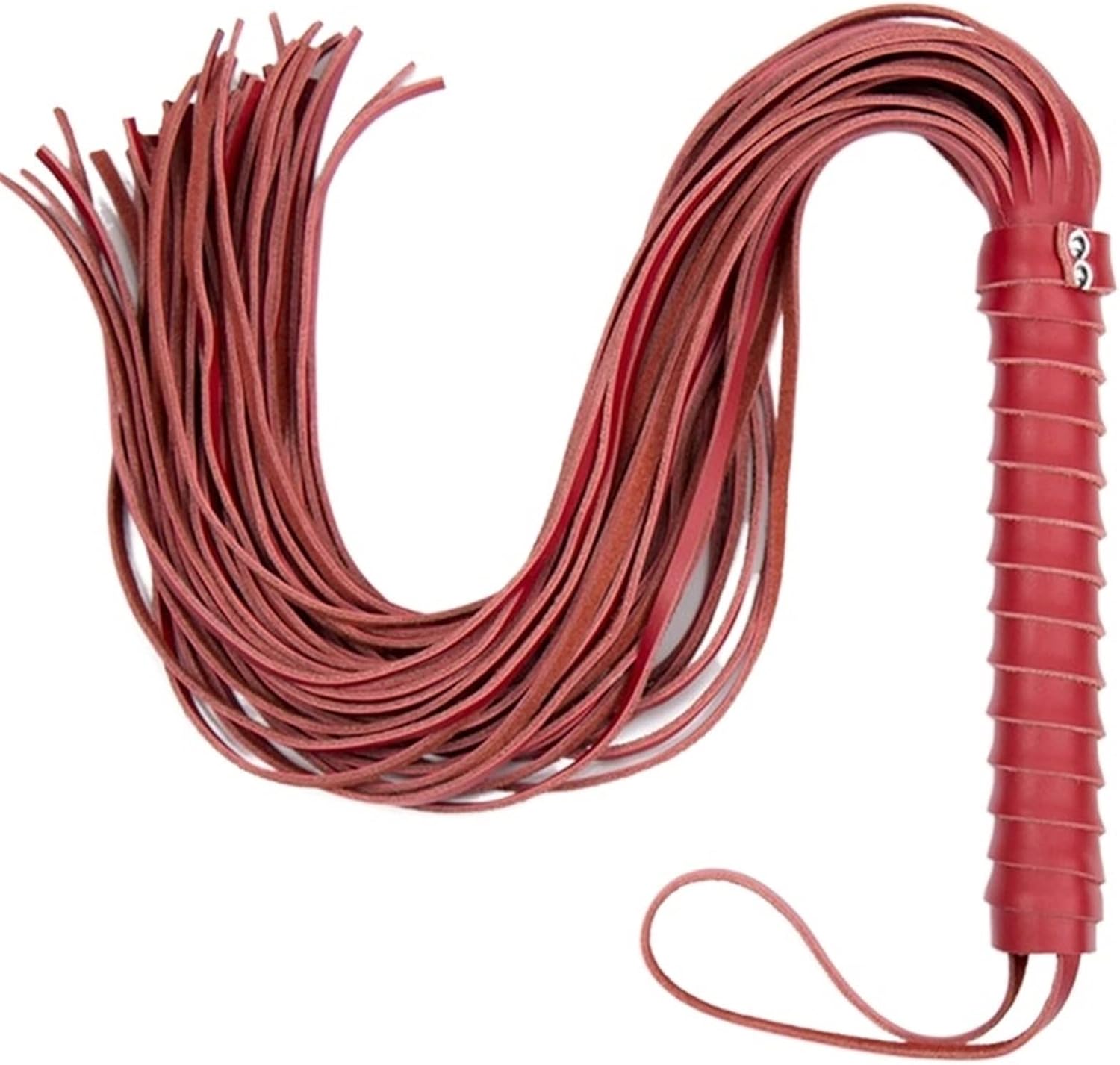 68CM Genuine Leather Tassel Horse Whip with Handle Flogger