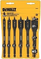 DEWALT DW1587 6-Piece Spade Drill Bit Set 3/8" to 1" - Premium Wood Boring Bits for Contractors