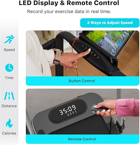 Mobvoi Home Treadmill SE Smart AI 3 in 1 Folding Treadmill Walking Pad Under Desk Running Machine 2.5 HP Compact Portable Remote Control TicSports APP Easy to Store for Home Office 120 KG 12 KMH - 3