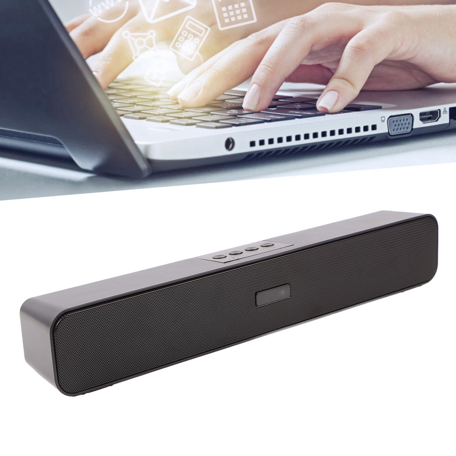 Barre de Son Bluetooth sans Fil, Haut-Parleur 4D HiFi 360° Surround avec Réduction du Bruit