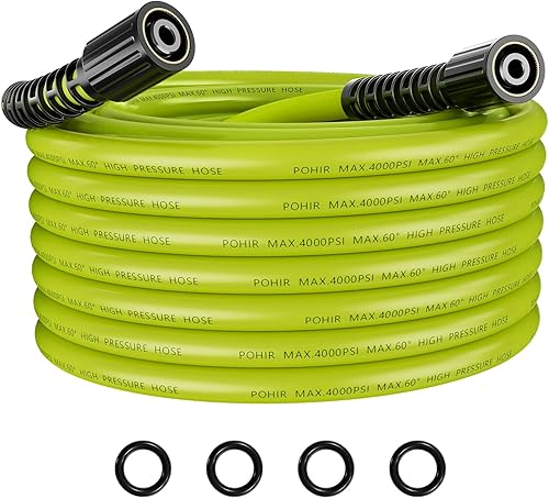 POHIR Manguera de lavado a presión de 25 pies, manguera de repuesto de alta presión de 4000 PSI, conector M22 de 140.591 in, resistente a