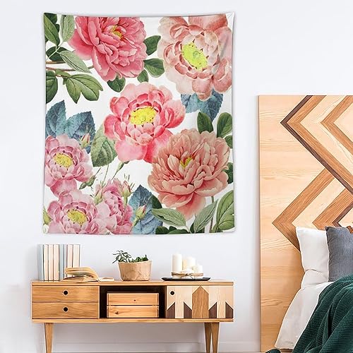 Miniatura 4 de REFYLD Tapiz para colgar en la pared, tapiz abstracto de peonía y flores, tapiz para dormitorio, sala de estar, dormitorio (50 x 60 pulgadas)