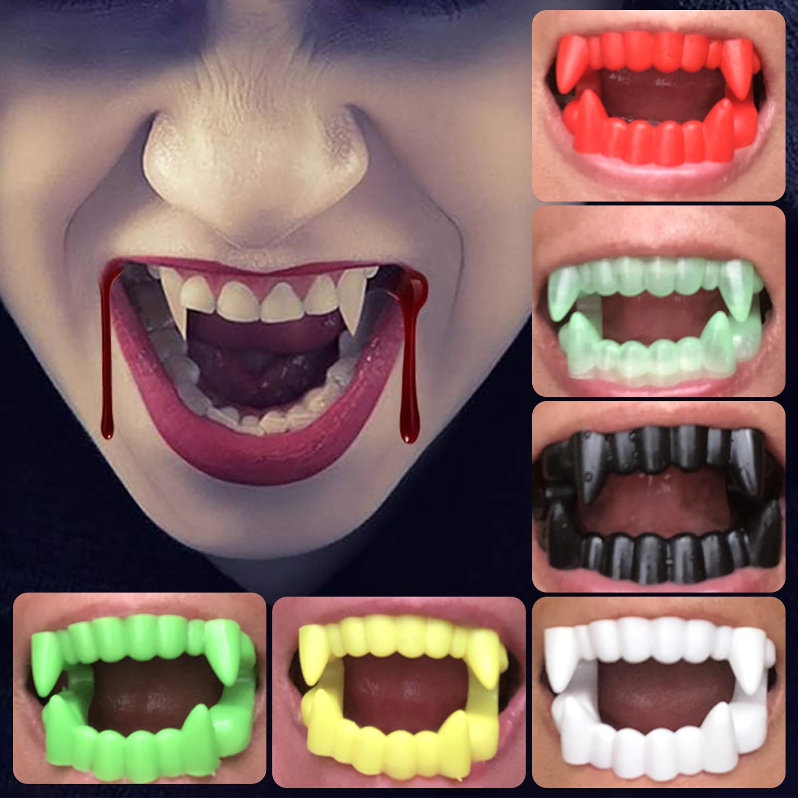 12 Stück Vampirzähne Aus Kunststoff – Für Halloween, Cosplay, Weiß, 5x4 Cm
