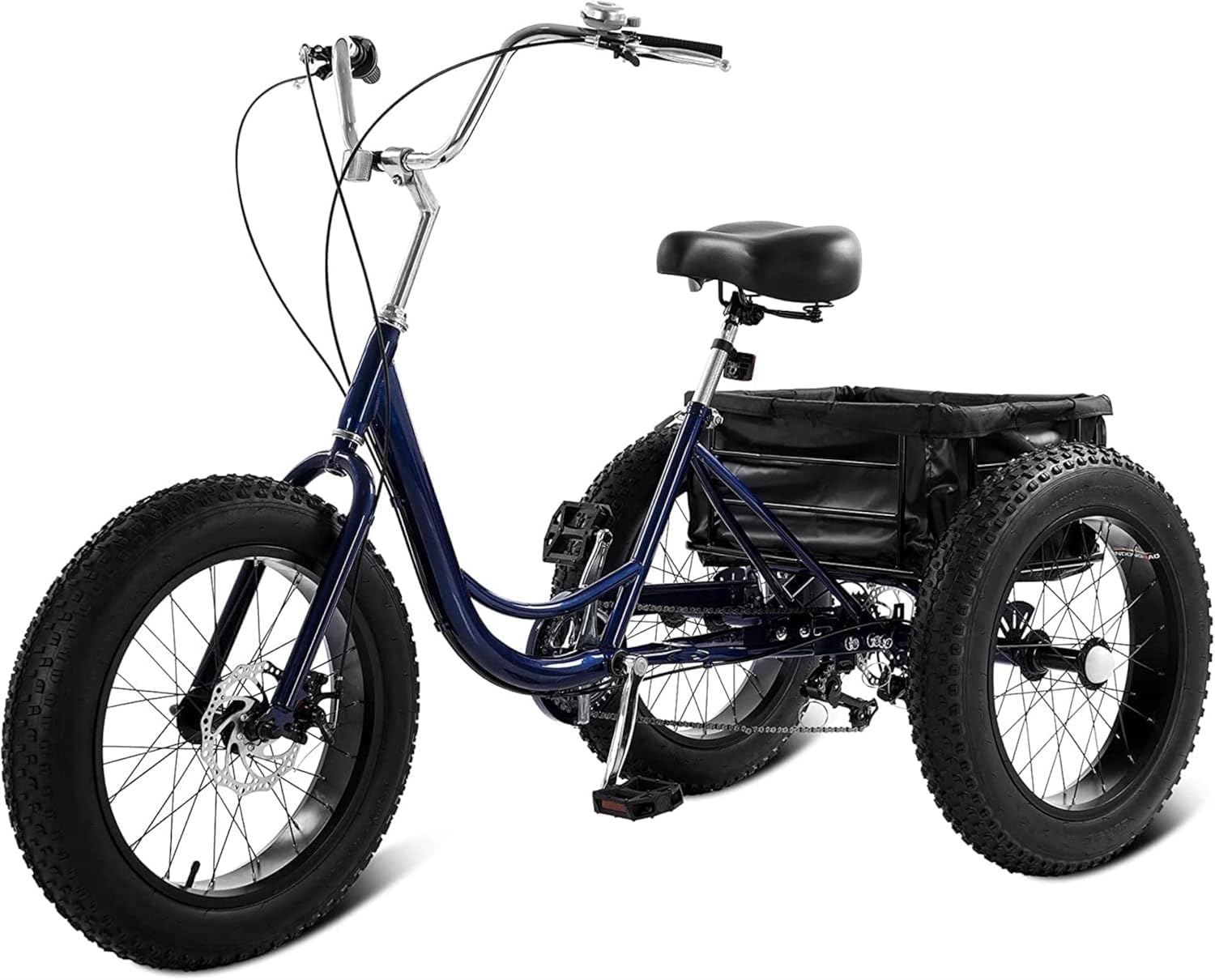 20''x4''Fat Tire Adults Tricycle for Female 7 Speed Leisure Cycling Three Wheel Bicycle with Basket Trike Handsome Mountain Bike Classic Tricycles