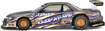 MINI GT S13-R Kaido Drift V1 RHD (Jun Imai tarafından tasarlandı) Gri Metalik Grafikli Kaido Evi Özel 1/64 Diecast Model Araba KHMG235