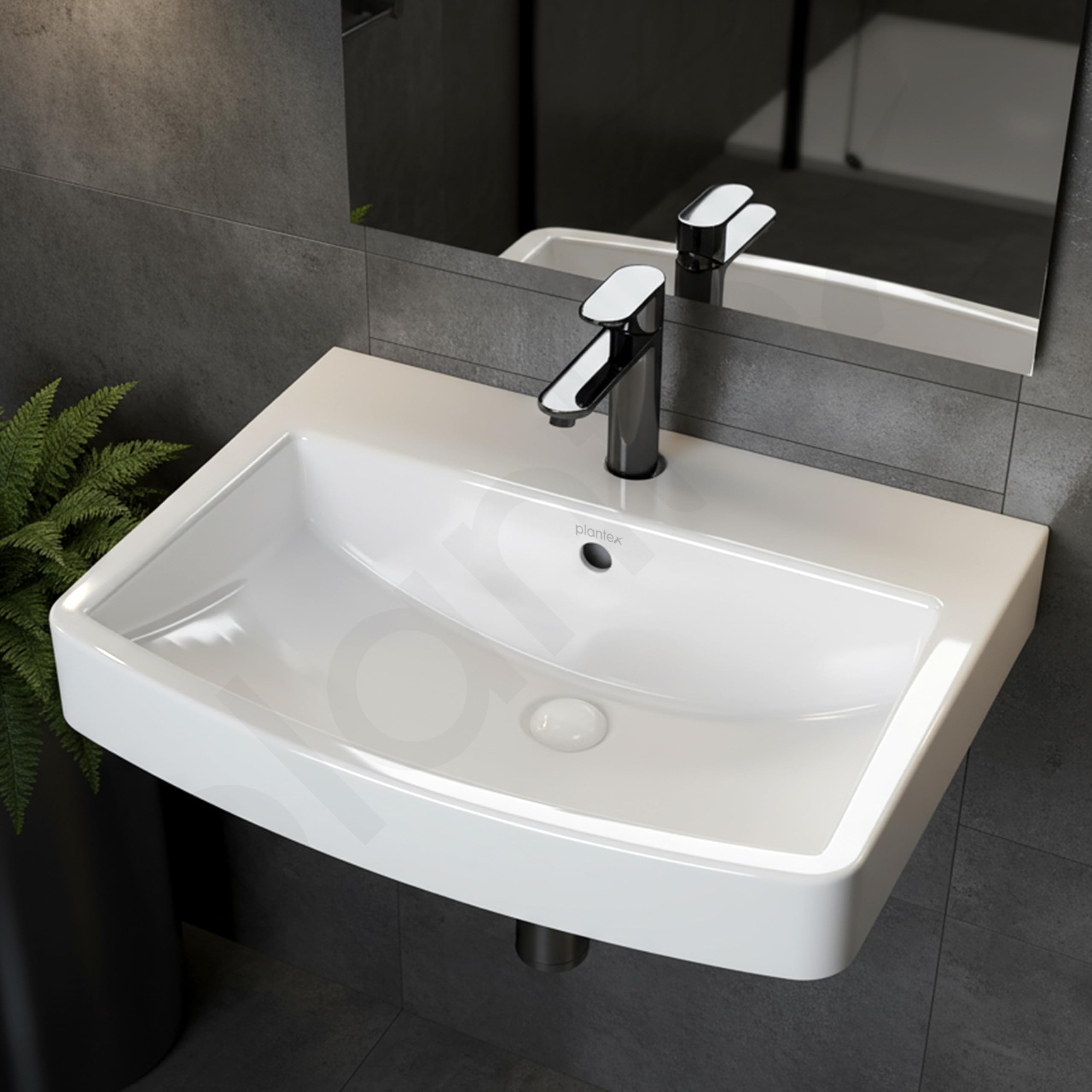 Plantex Platinum Ceramic Wall Hung Basin - White -8