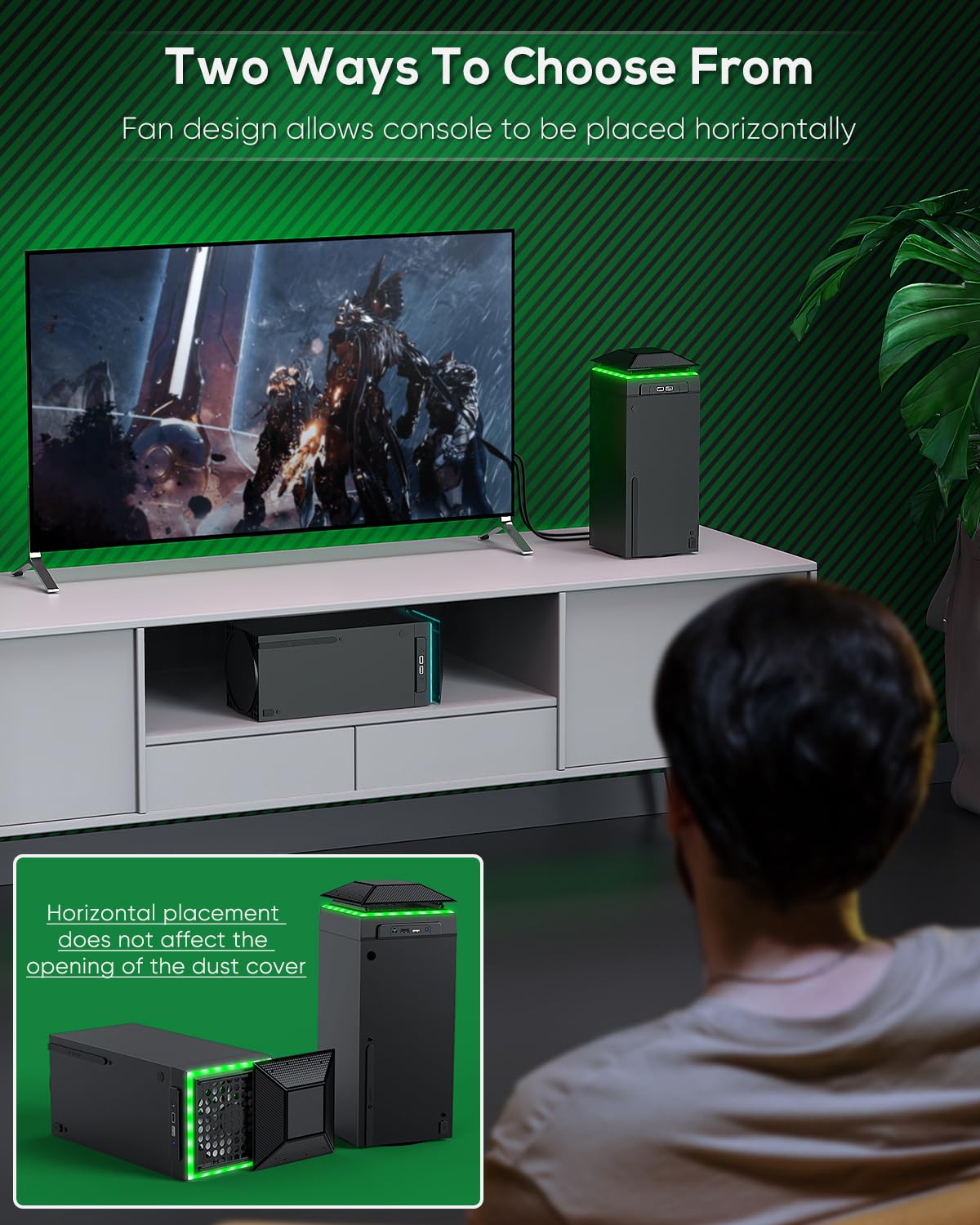 Ventola di raffreddamento RGB per Xbox Series X con filtro antipolvere e 7 modalità di luce LED RGB, velocità della ventola automatica regolabile in base alla temperatura, interruttore touch