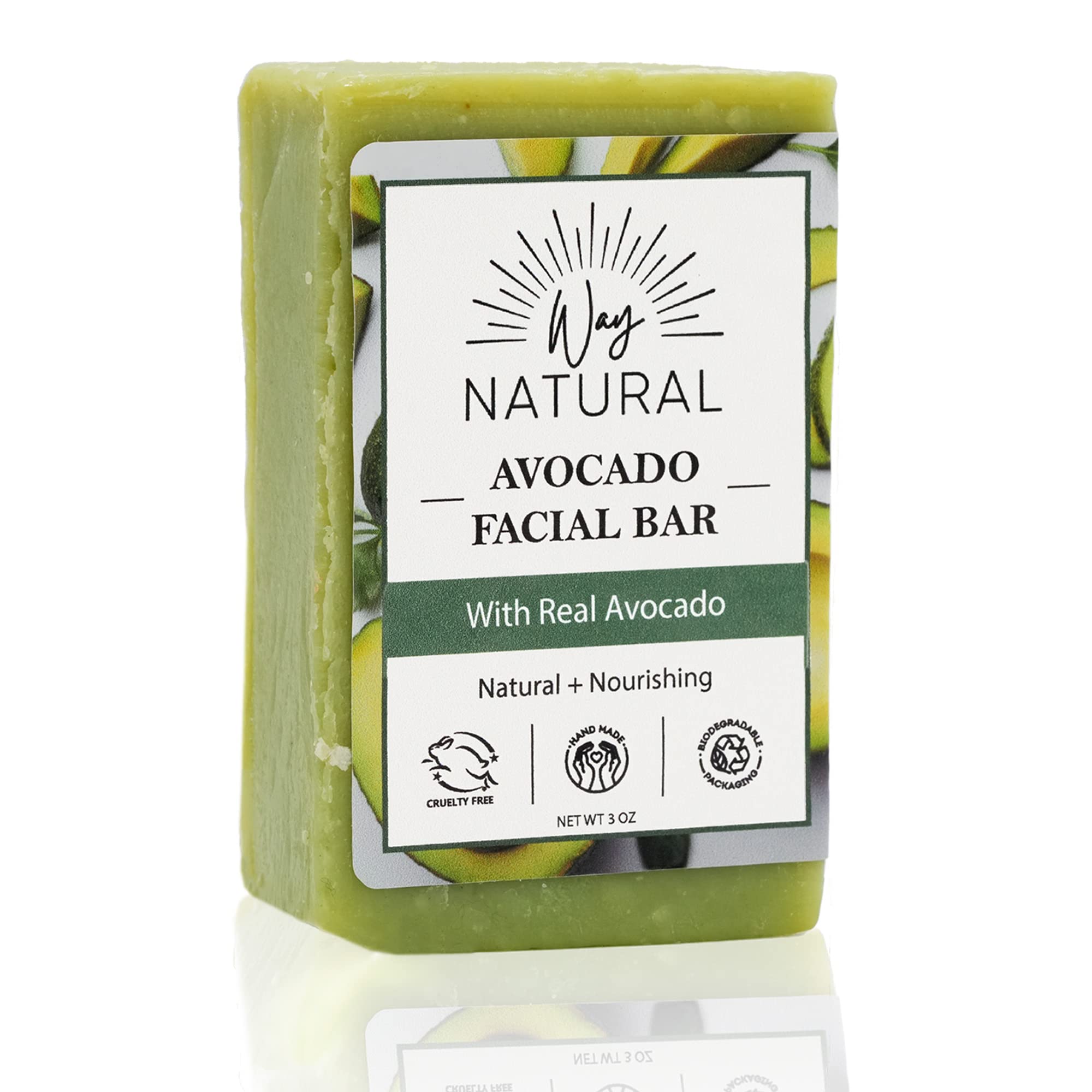 Goat Milk Soap Bar, Avocado - Face, Hands & Body, Premium, Handmade w/Real Milk in USA - Natural Bar for Men & Women - Fragrance-Free Goat Soap, Gently Exfoliating, No Dyes (3oz)