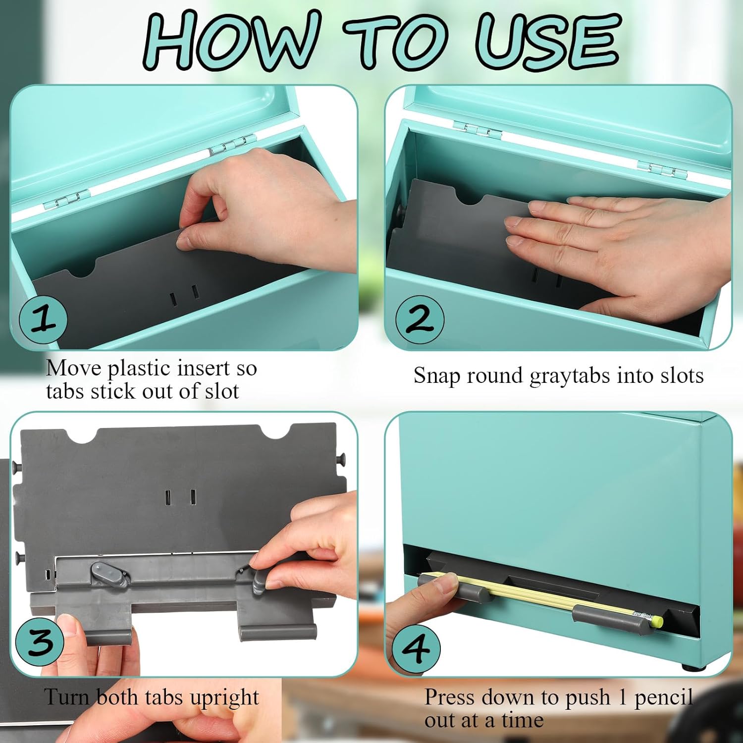 Mifoci Pencil Dispenser Holder for Classroom Pastel Stainless Steel Pencil Holder for up to 200 Pencils Reusable Metal Straw Dispenser for Home Office Restaurant Teachers Supplies Storage(Green)