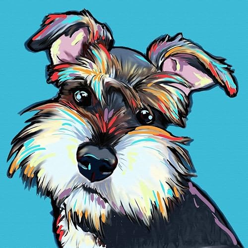 MISSIKAIN Kits de arte de pintura de diamantes 5D para adultos, perros Schnauzer, pintura de diamantes de animales, manualidades para decoración de
