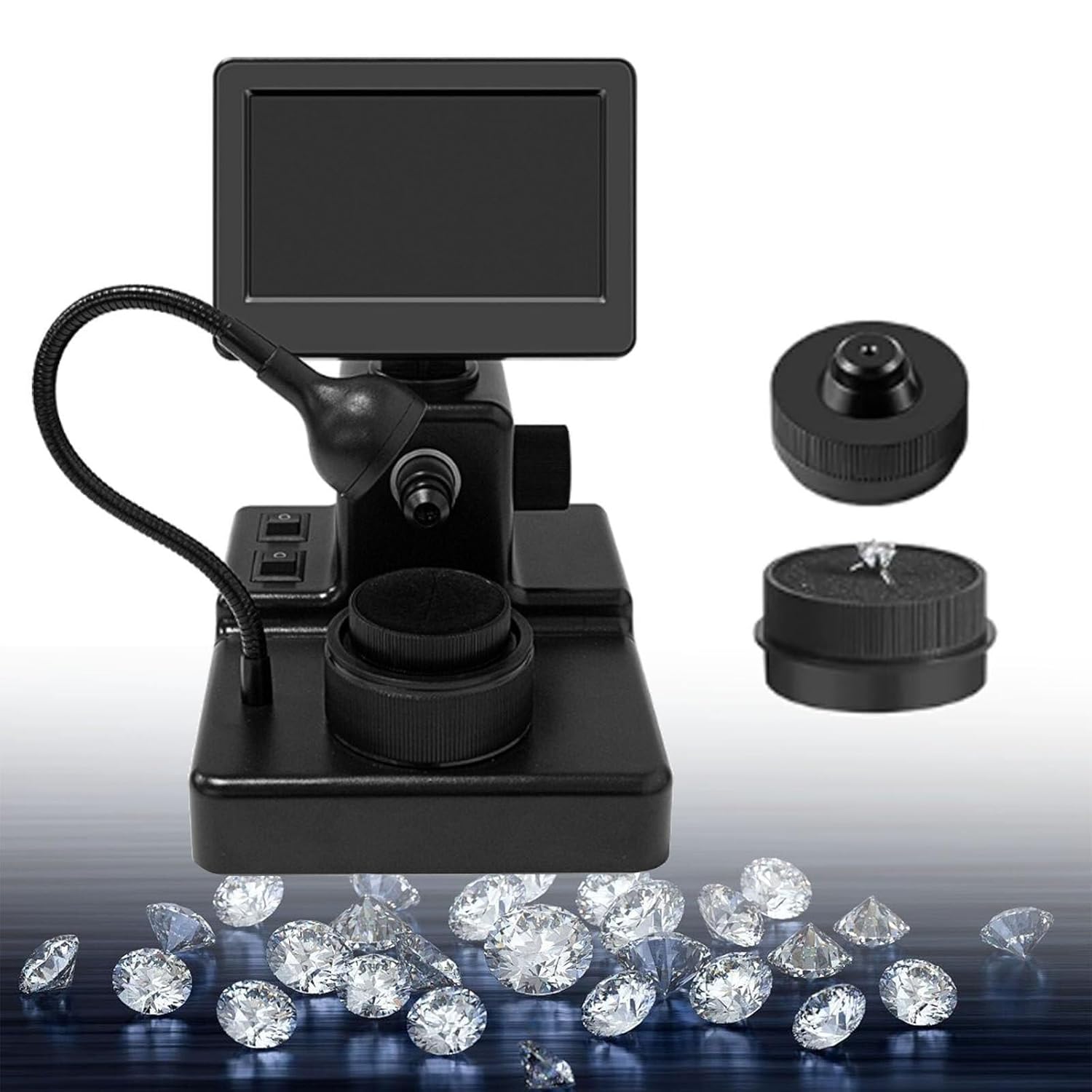 LCD Screen Diamond Girdle Microscope 4.3 Inch, Diamond Girdle Code Viewer, 1000x Diamond Hd Special Testing Instrument for Jewelry Diamonds