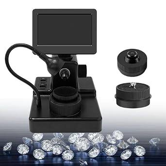 LCD Screen Diamond Girdle Microscope 4.3 Inch, Diamond Girdle Code Viewer, 1000x Diamond Hd Special Testing Instrument for Jewelry Diamonds