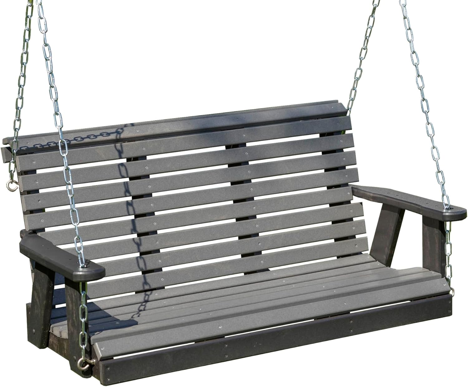 Poly Lumber Wood 5FT Porch Swing Amish Craftsmandship Made in USA HDPE with No wood fibers and 1000 lbs Limit. Stainless Steel Hardware.Signature Rollback design for Patio Outdoor Backyard Garden Park