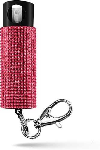 Guard Dog Bling-it-On Pepper Spray  Soporte para llaves de moda  Rango de pulverización de 16 pies 164ft  Spray de pimienta con purpurina